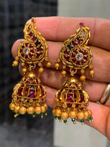 Premium Matt with Kempu Stones Earrings - Nakshatra Jewels