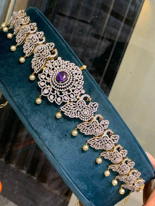 American Diamond Stones Bridal Hip Chain - Nakshatra Jewels
