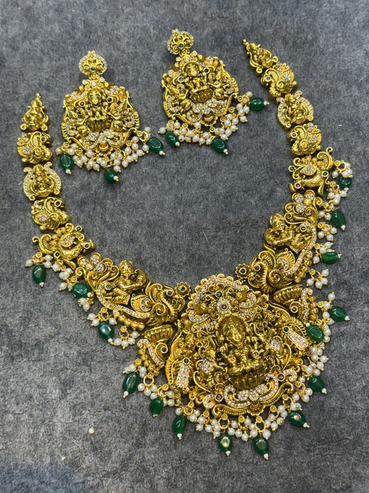 Nagasi Work with Kempu & AD Stones Bridal Necklace