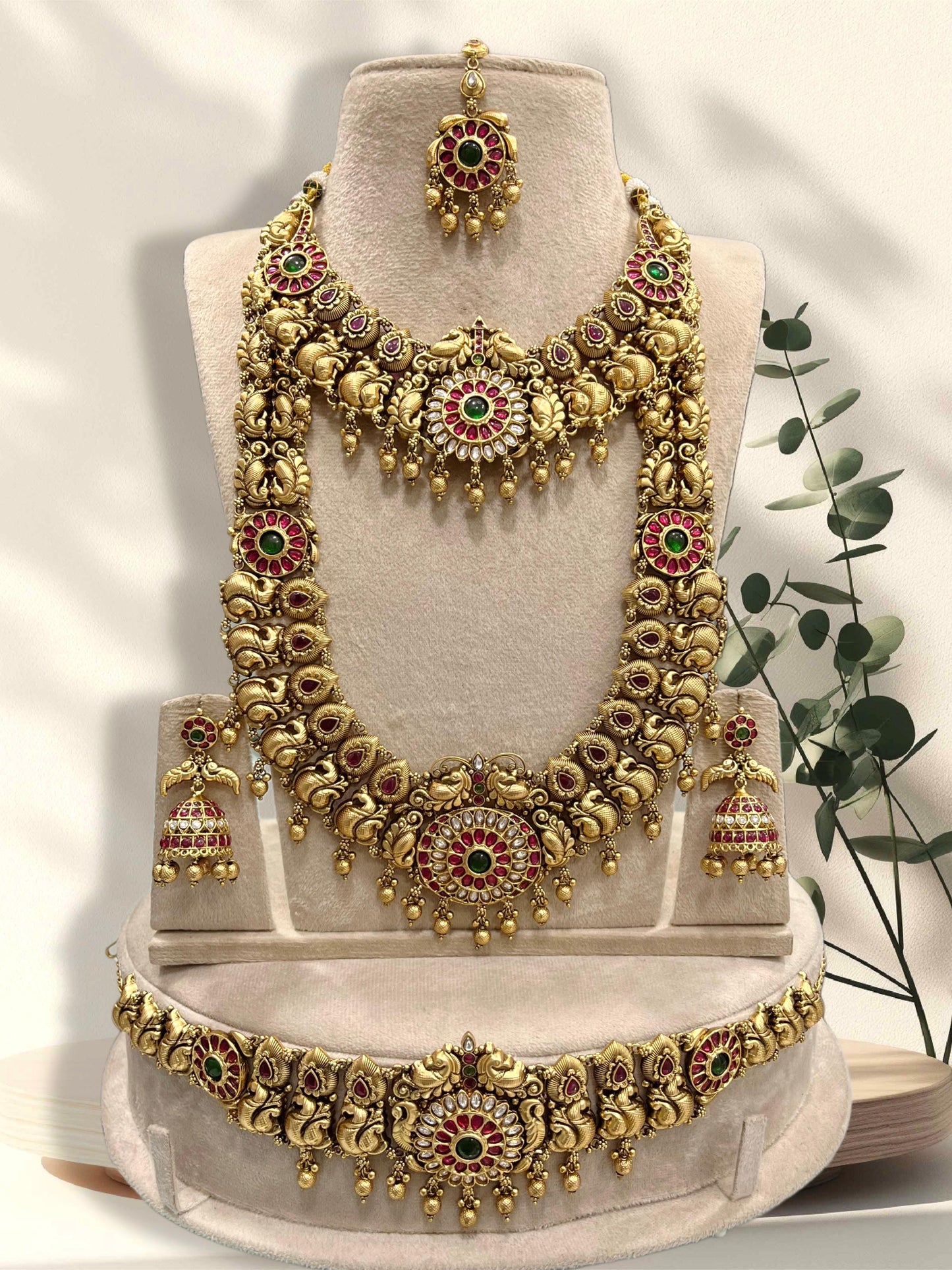 Nakshi Work with Kundan Stones Bridal Combo Set