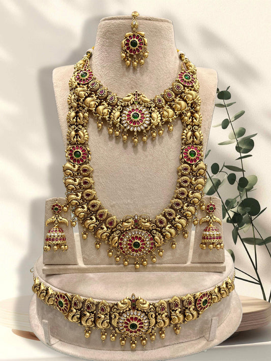 Nakshi Work with Kundan Stones Bridal Combo Set
