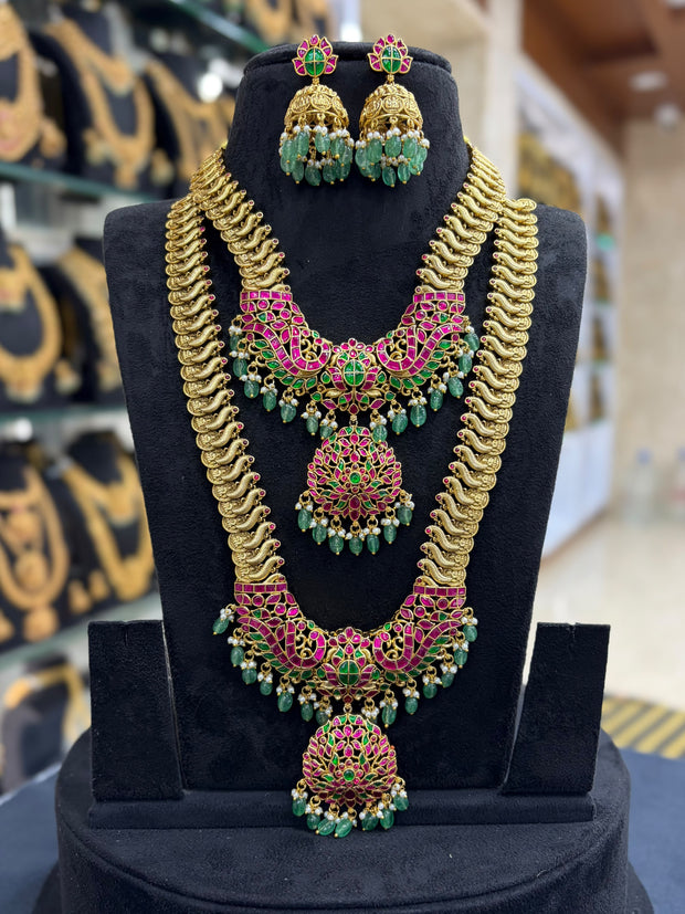 Jaadu Kundan Stones Bridal Combo set