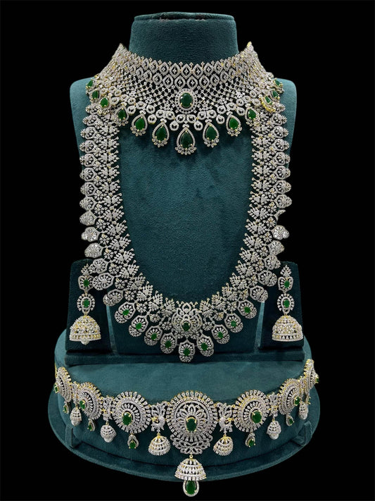 American Diamond Stones Bridal Combo Set - Nakshatra Jewels