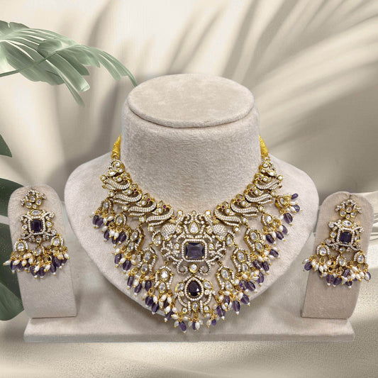 Victorian Polish with AD Stones Bridal Choker - Nakshatra Jewels
