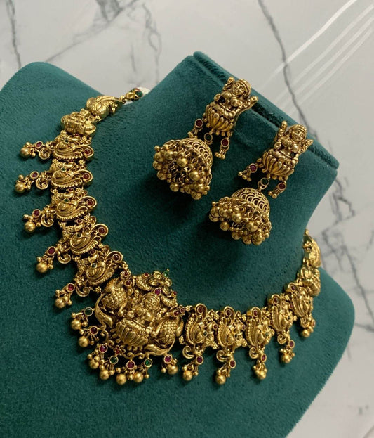 Nakshi Work with kemp Stones Bridal Choke - Nakshatra Jewels