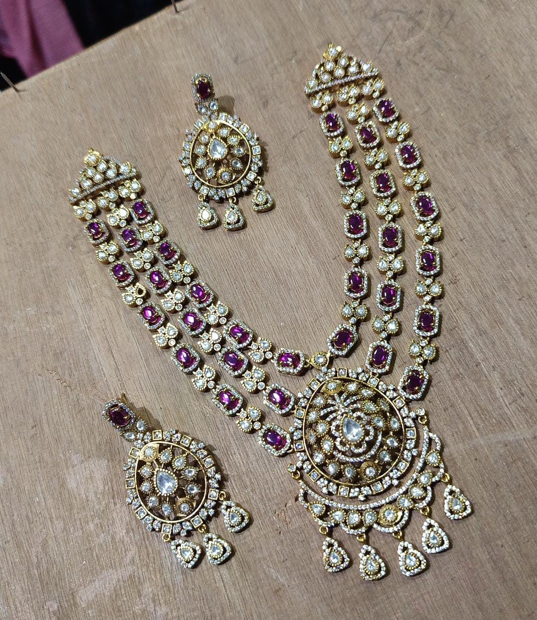 Victorian Polish AD Stones Bridal Necklace