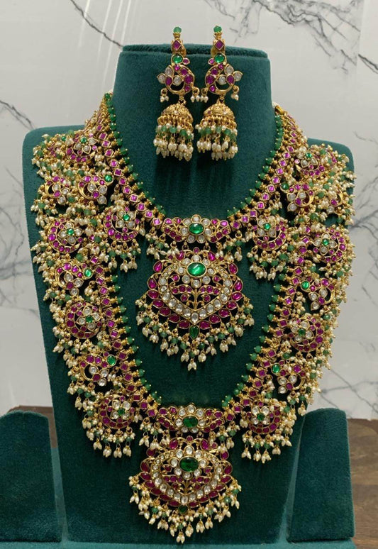 Jaadu Kundan Stones Whith Guttapusal Bridal Combo Set - Nakshatra Jewels