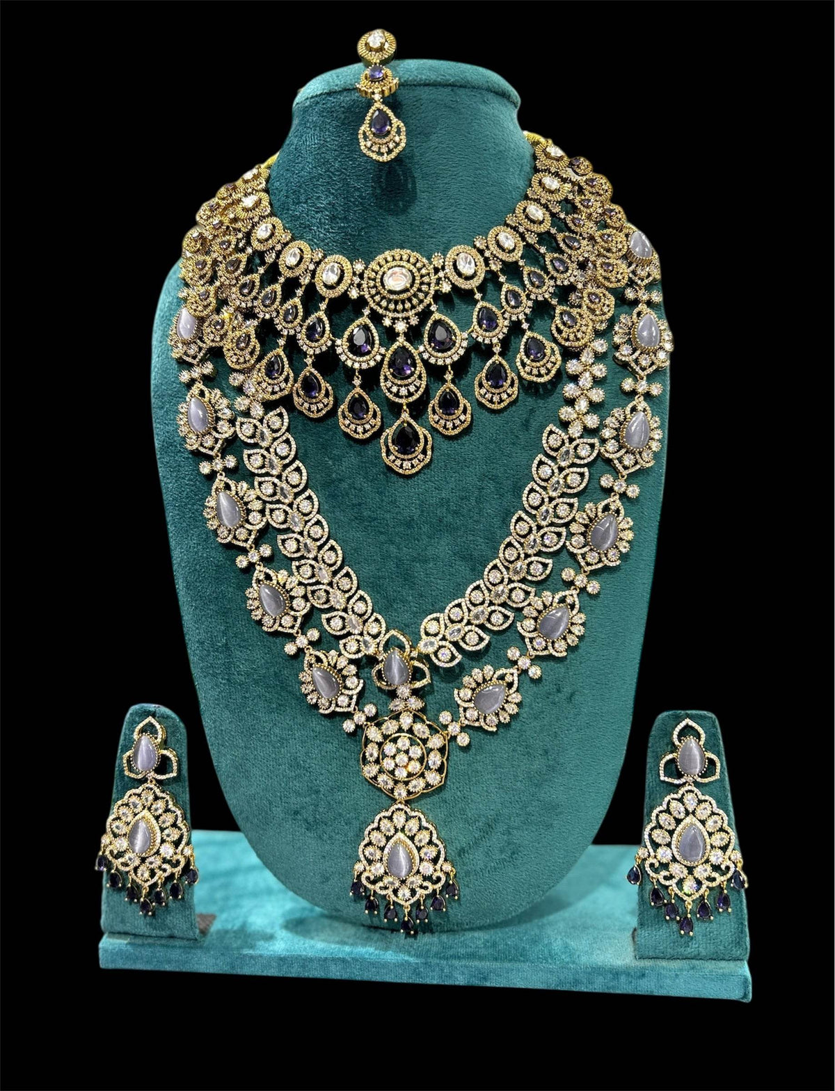 Victorian Polish with Moissanite Stones Bridal Combo set