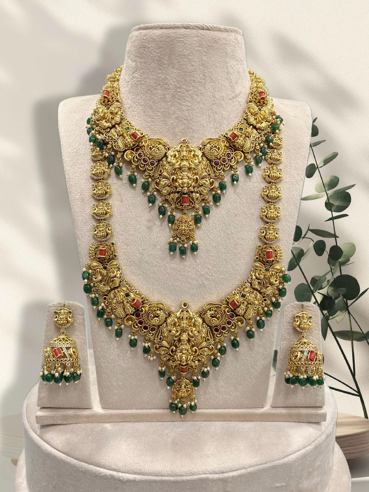 Nakshi Work with Coral Beads Bridal Combo Set