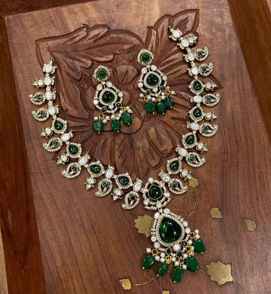 Victorian Polish with Moissanite Stones Necklace - Nakshatra Jewels