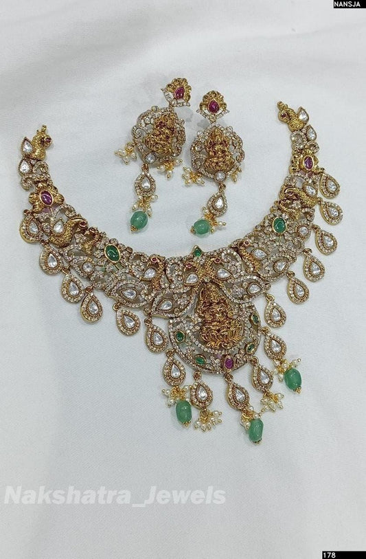 Victorian Polish AD & Nakshi work Bridal Necklace