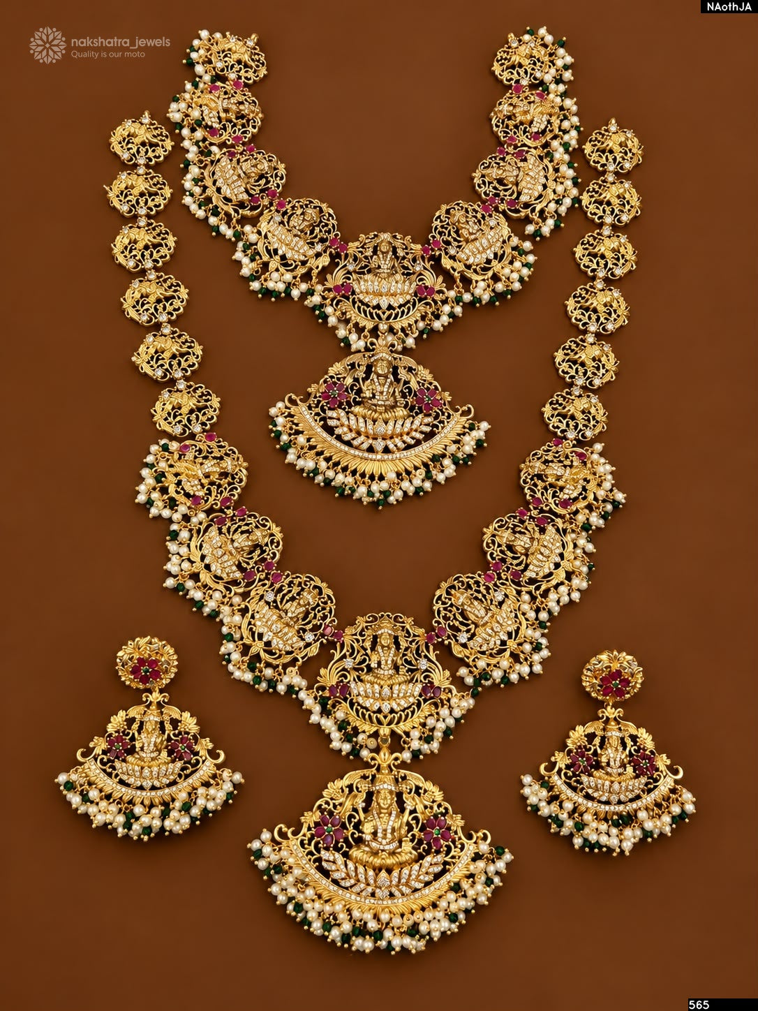 Nakshi Work with Kempu Stones Bridal Combo Set