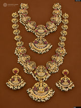 Nakshi Work with Kempu Stones Bridal Combo Set