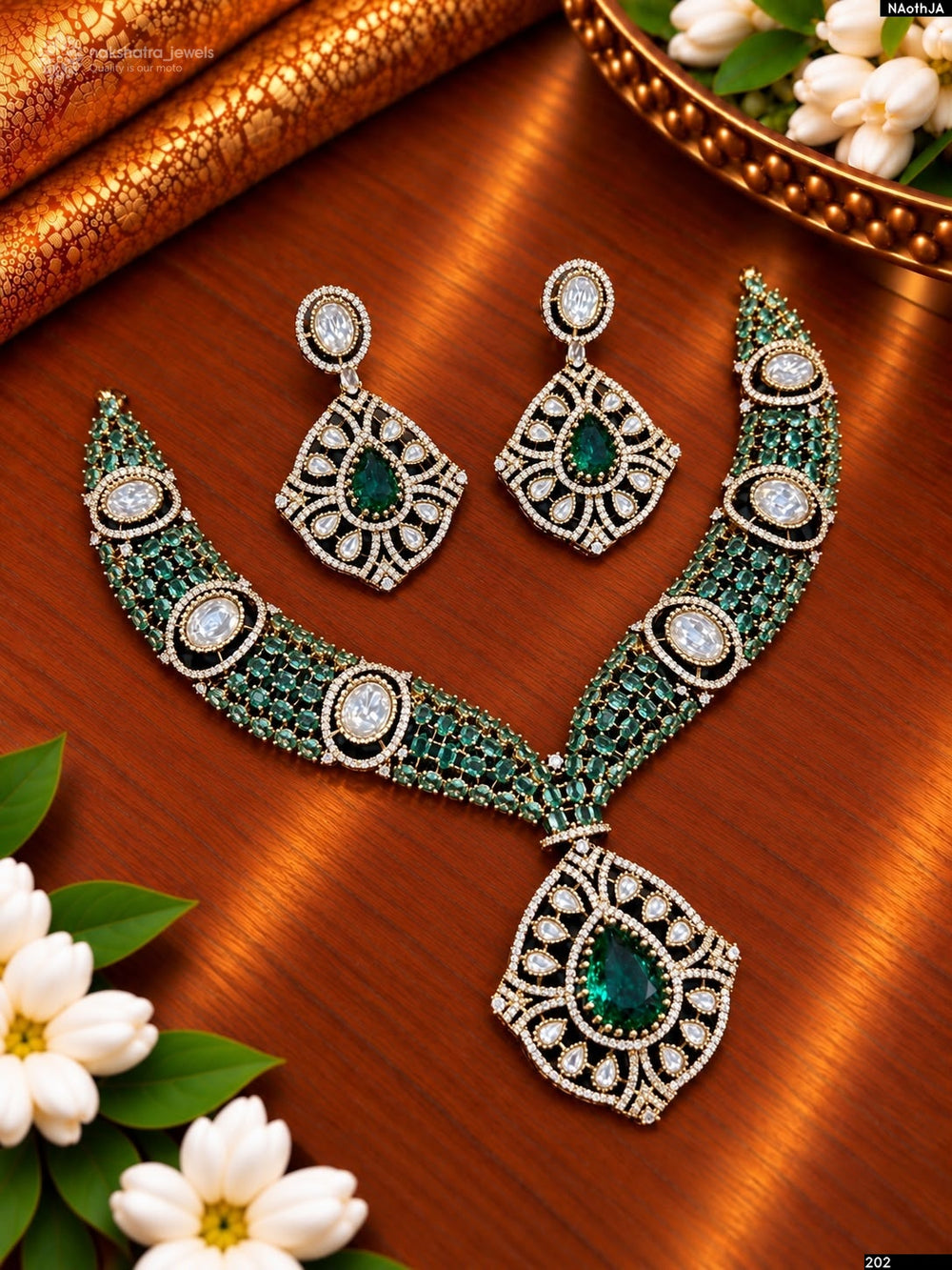 Victorian Polish with AD Stones Bridal Necklace
