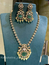 Victorian Polish with Moissanite Stones Bridal Haram - Nakshatra Jewels