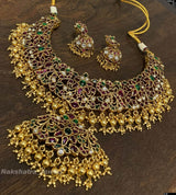 Nagasi Work with Kempu Stones Bridal Necklace - Nakshatra Jewels