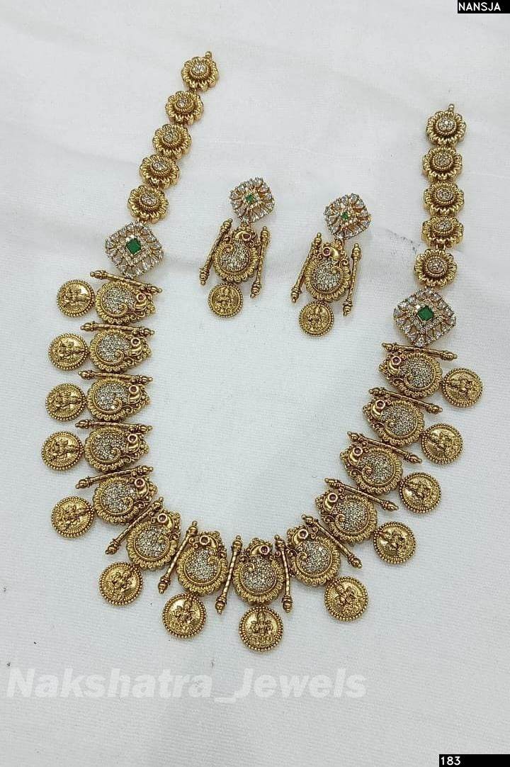 Nakshi Work with AD Stones Haram - Nakshatra Jewels