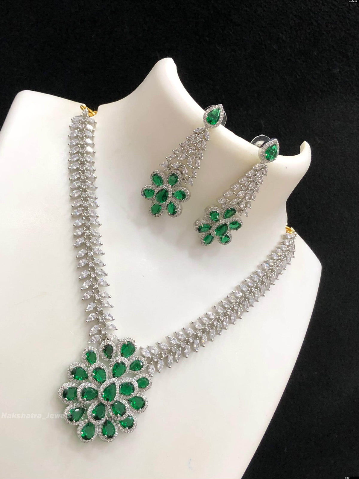 AD Stones Necklace (Silver Polish)