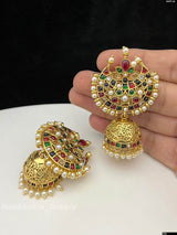 Premium Matt Finish with Kempu Stones Earrings - Nakshatra Jewels