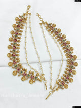 Premium Matt with Kempu Stones Ear Chains - Nakshatra Jewels