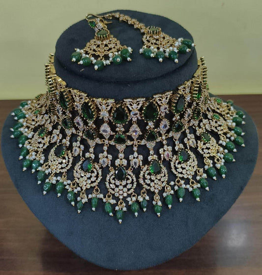 Victorian Polish with AD Stones Bridal Choker - Nakshatra Jewels