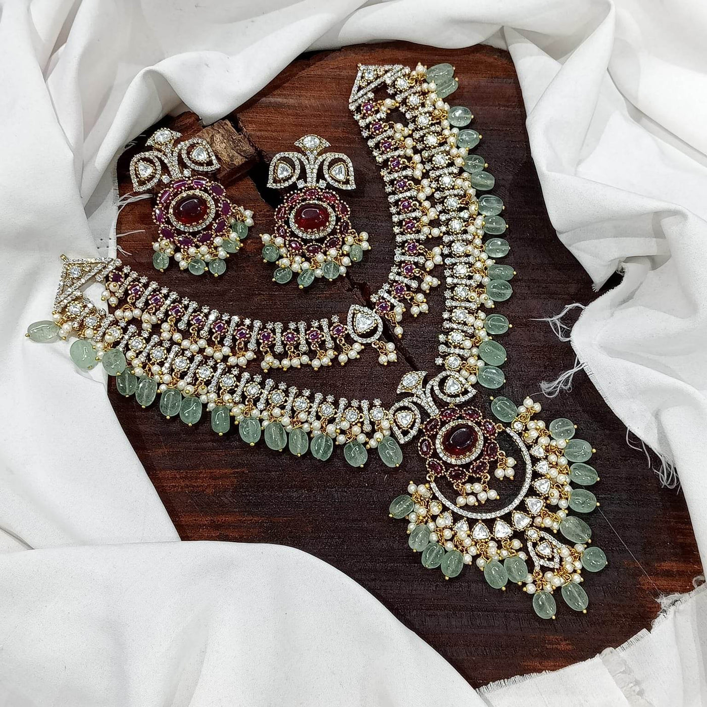 Victorian Polish with Mossianite Stones Bridal Haram