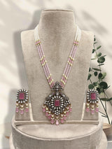 Victorian Polish with Mossianite Stones Pendent with Beads Mala