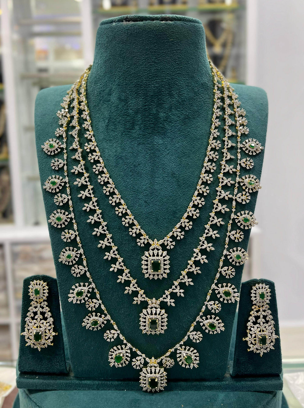 American Diamond Stones Bridal Layer Haram - Nakshatra Jewels