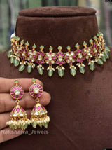 Jadau Kundan Stones Bridal Choker - Nakshatra Jewels