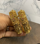 Nakshi Work with Kempu Stones Bangles (Openable)