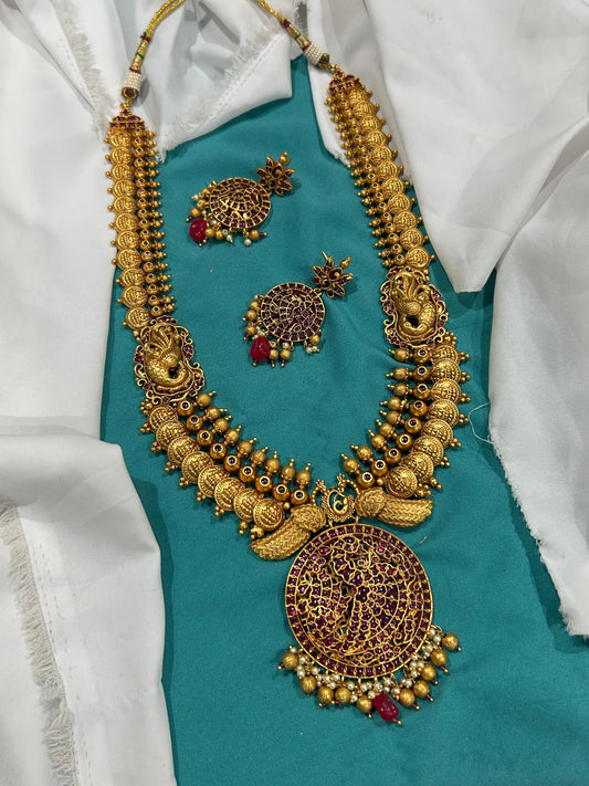 Nagasi Work with Kempu Stones Bridal Haram
