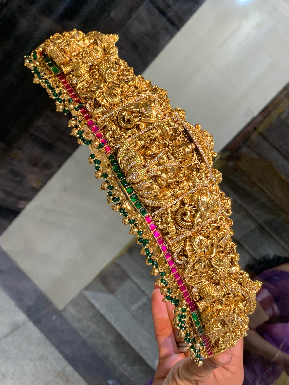 Nakshi Work with Jadau Kundan Stones Bridal Hip Belt