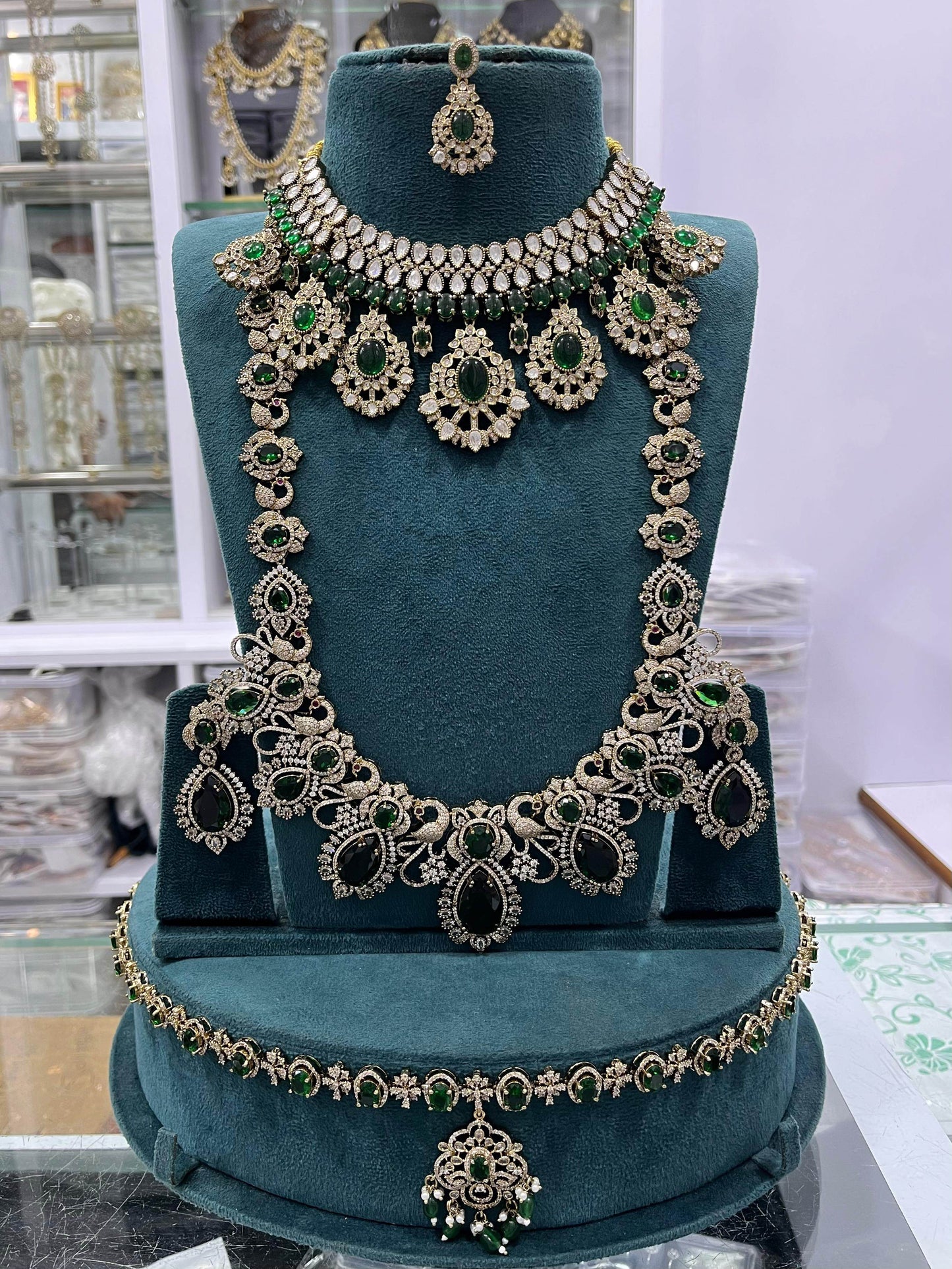 Mossanite with AD Stones Bridal Combo set - Nakshatra Jewels