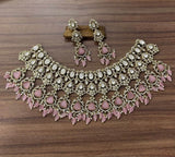 Victorian Polish AD & Moissanite Stones Bridal Neck Set - Nakshatra Jewels