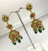 Nakshi Work with Coral Beads Earrings