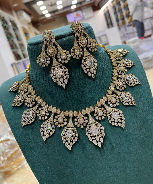 Victorian Polish with AD Stone Bridal Necklace