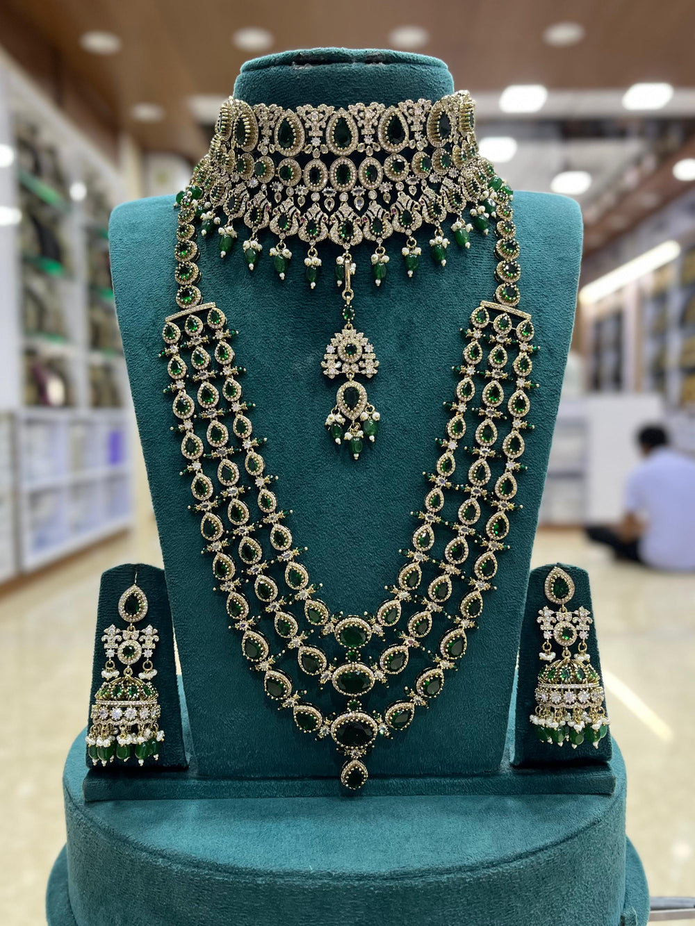 Victorian Polish with AD stones Bridal Set