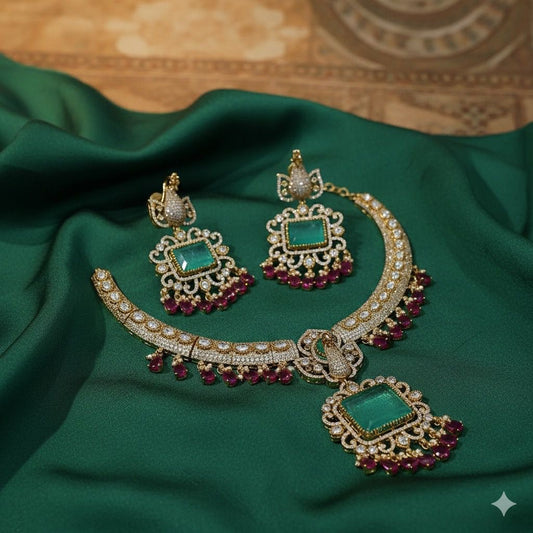 Victorian Polish AD and Mossianite Stones Necklace