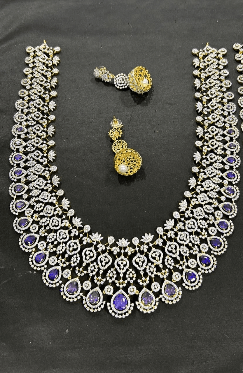 American Diamond Stones Bridal Haram - Nakshatra Jewels