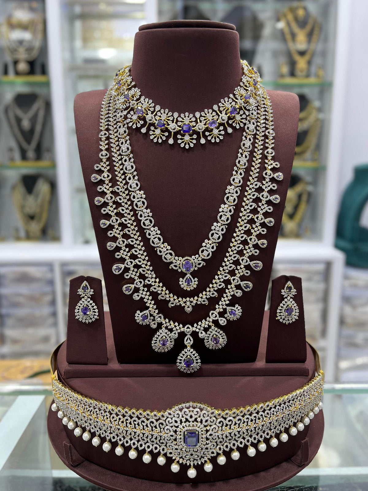 American Diamond Stones Bridal Combo Set