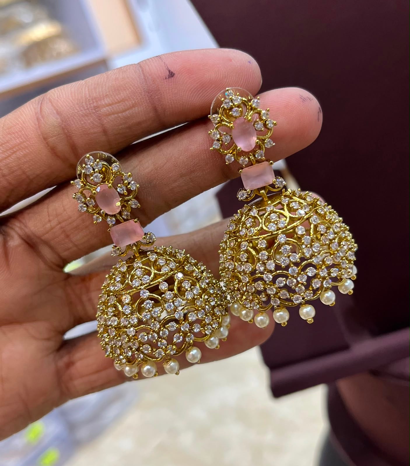 Victorian Polish AD Stone Earrings