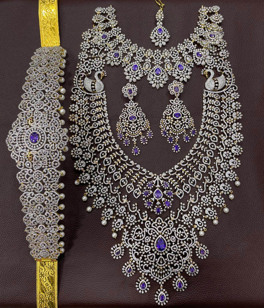 American Diamond Stones Bridal Combo set - Nakshatra Jewels
