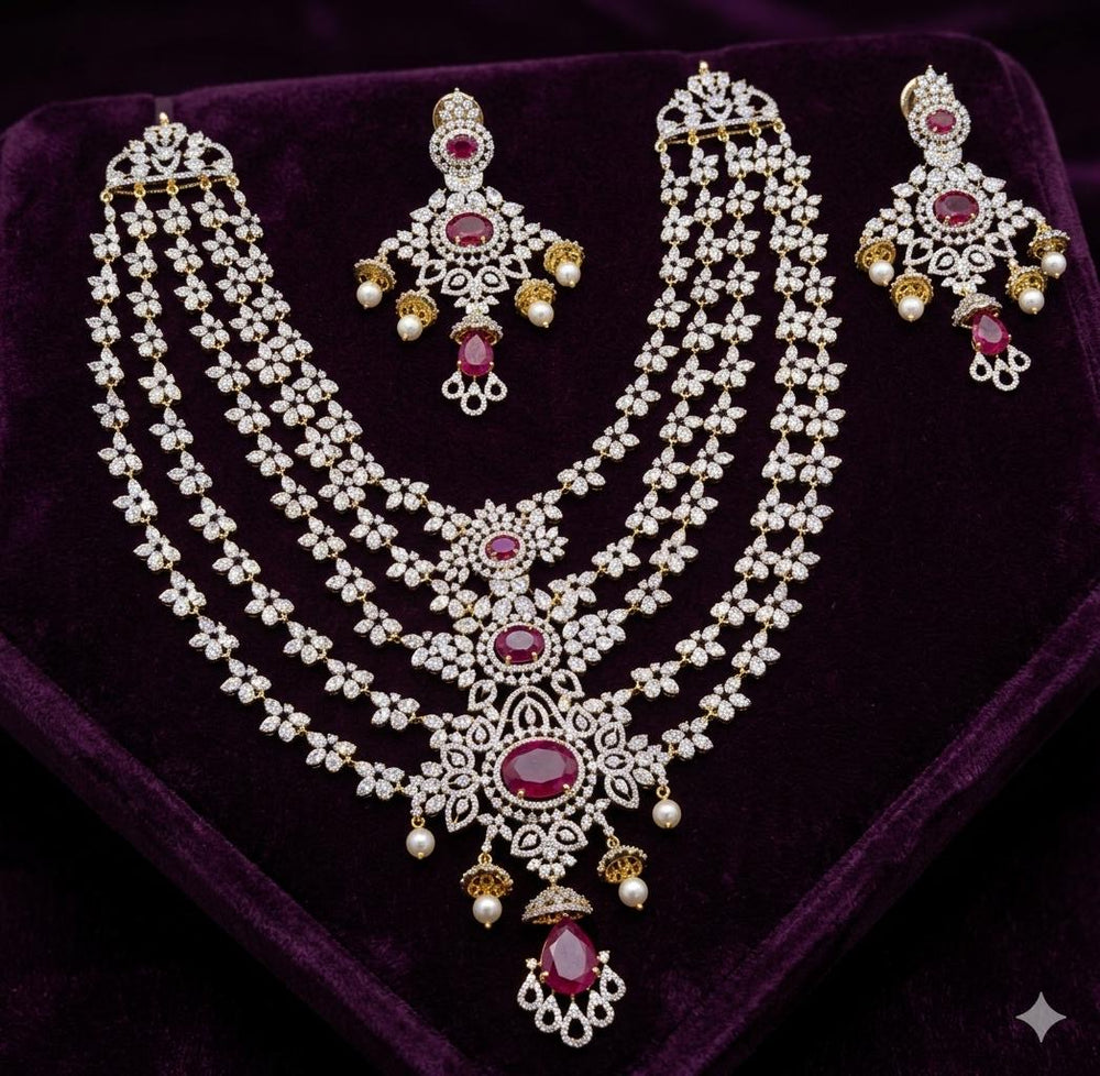 American Diamond Stones Bridal Layer Medium Haram