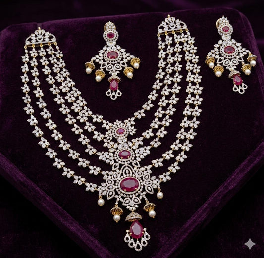 American Diamond Stones Bridal Layer Medium Haram