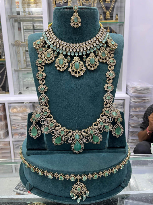 Mossanite with AD Stones Bridal Combo set - Nakshatra Jewels
