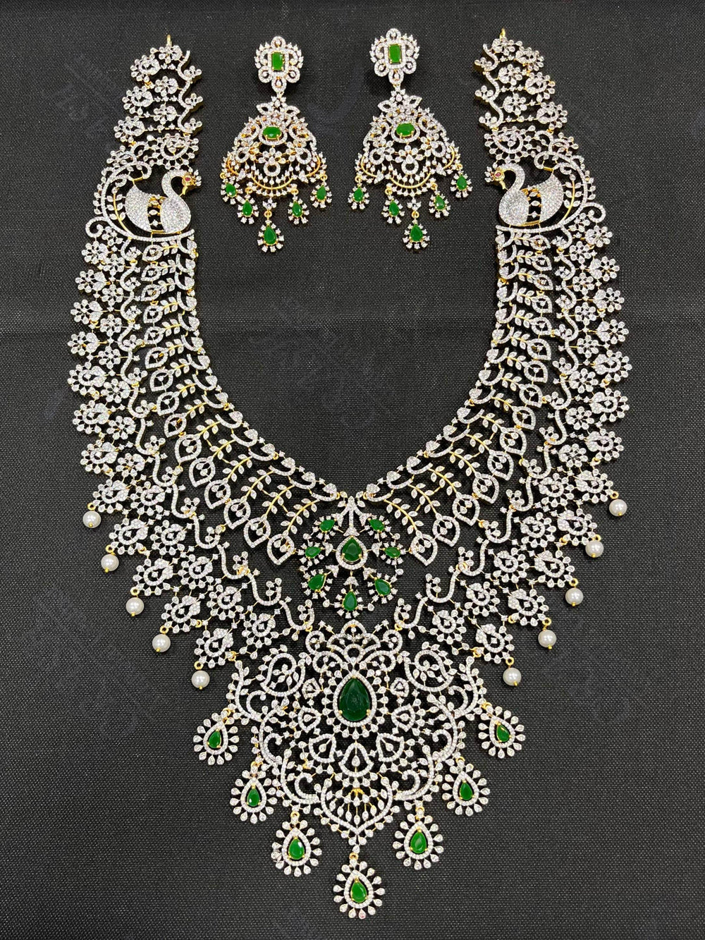American Diamond Stones Bridal Haram - Nakshatra Jewels