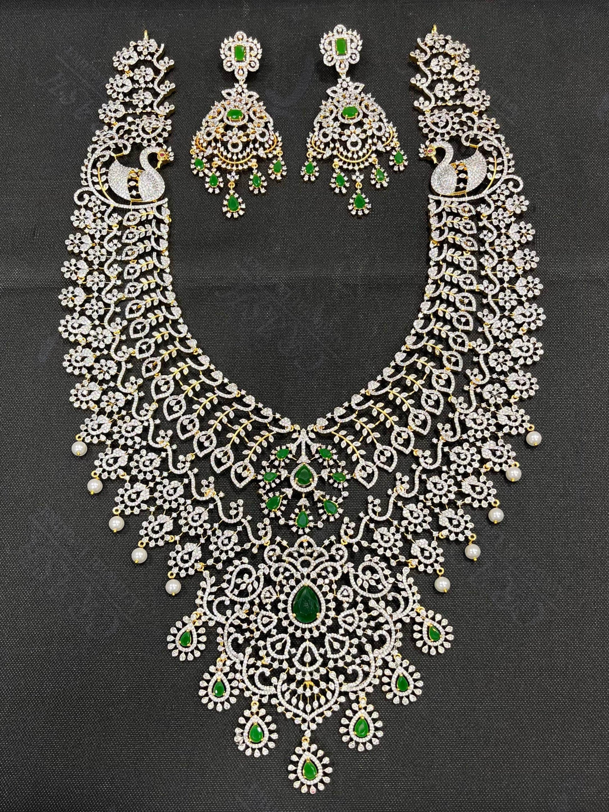 American Diamond Stones Bridal Haram - Nakshatra Jewels