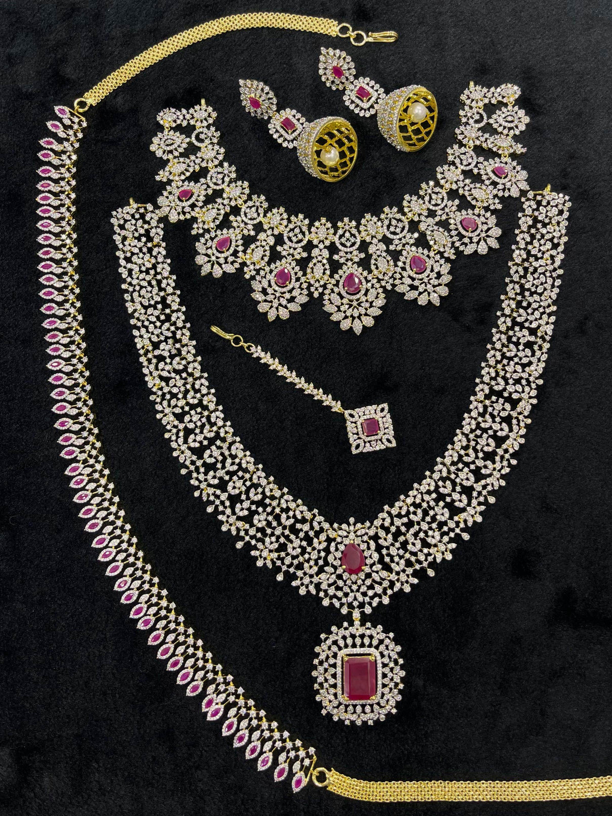 American Diamond Stones Bridal Combo Set