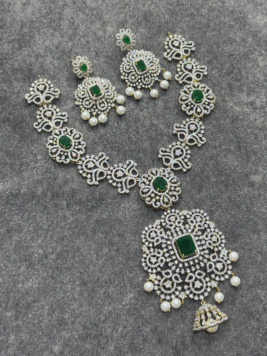 American Diamond Stones Bridal Neck set - Nakshatra Jewels