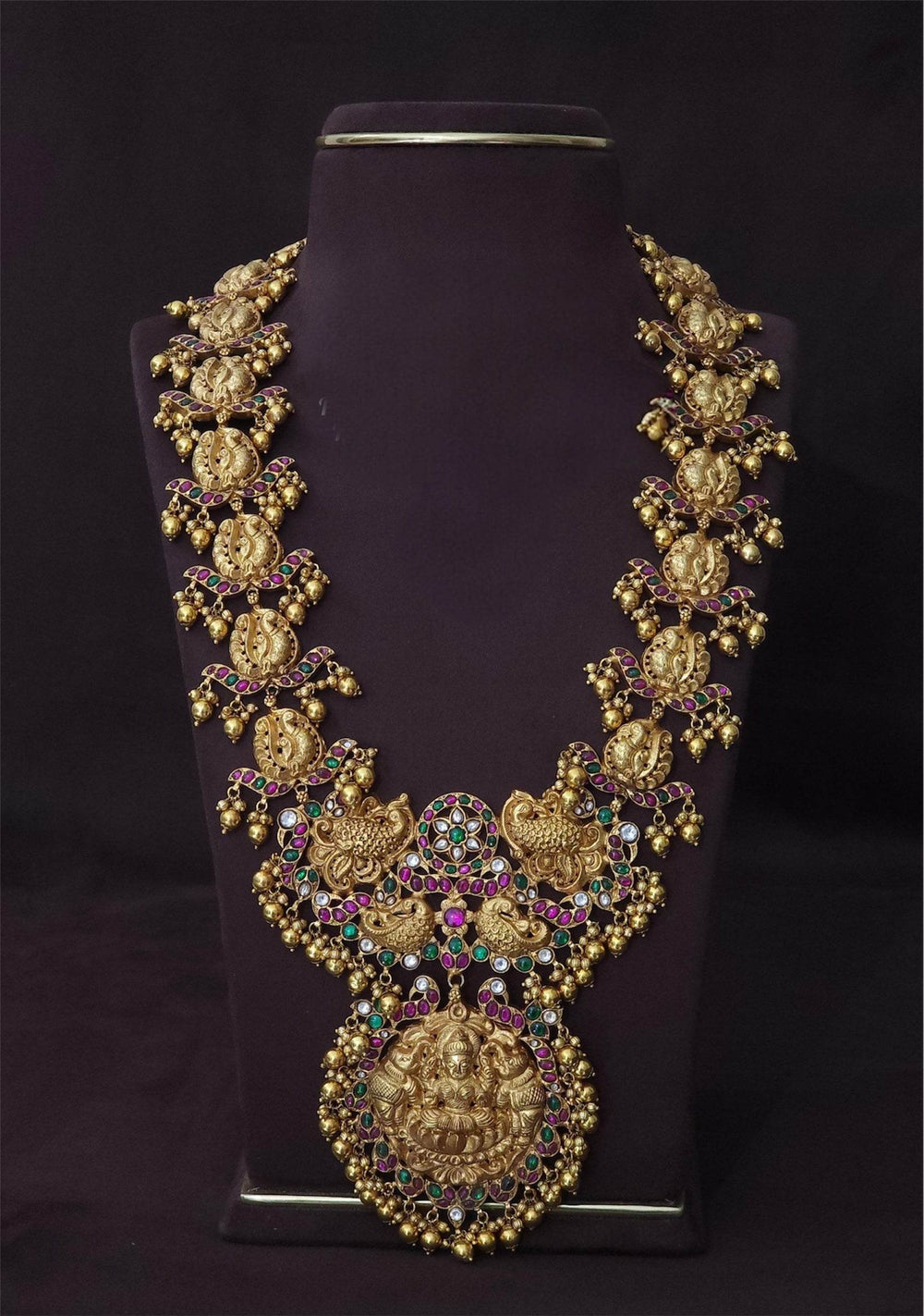 Nakshi Work with Jaadu Kundan Stones Bridal Haram - Nakshatra Jewels